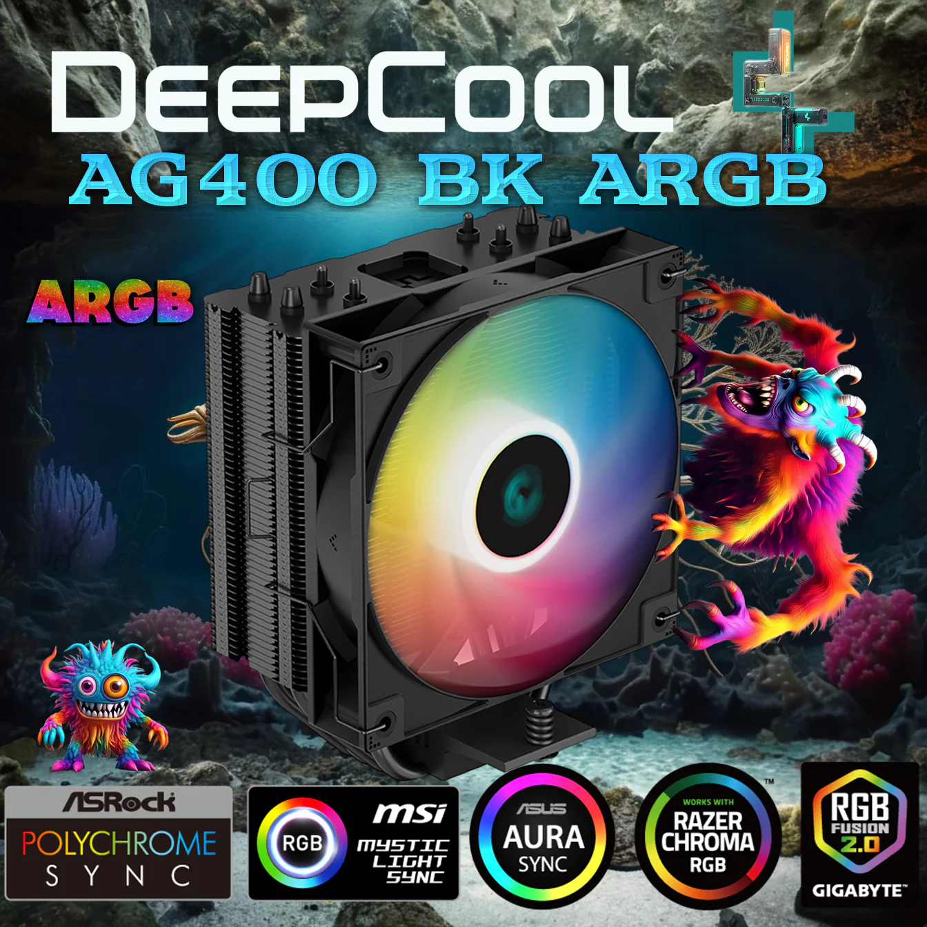 The DeepCool AG400BKARGB is a single tower 120mm CPU coole